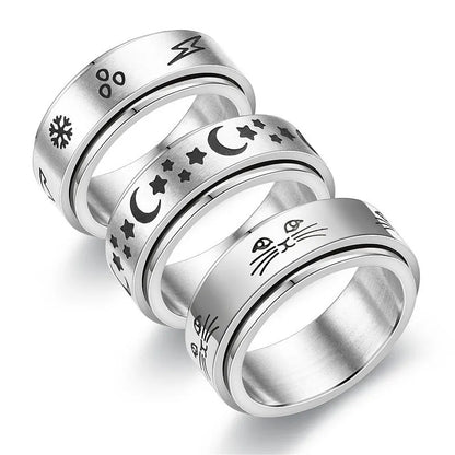 Star & Moon Spinner Ring